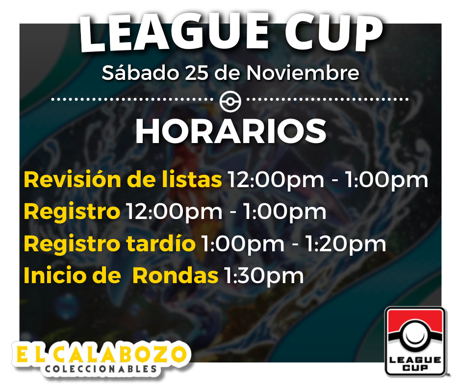 Pre-Registro League Cup 25 de noviembre El Calabozo Coleccionables