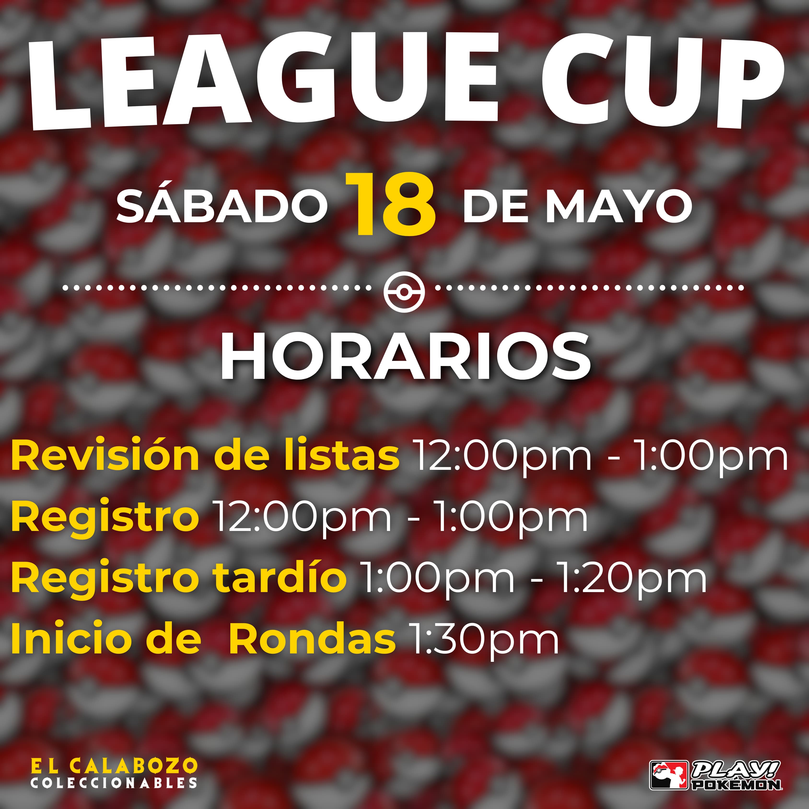 Pre-Registro League Cup 18 de Mayo El Calabozo Coleccionables