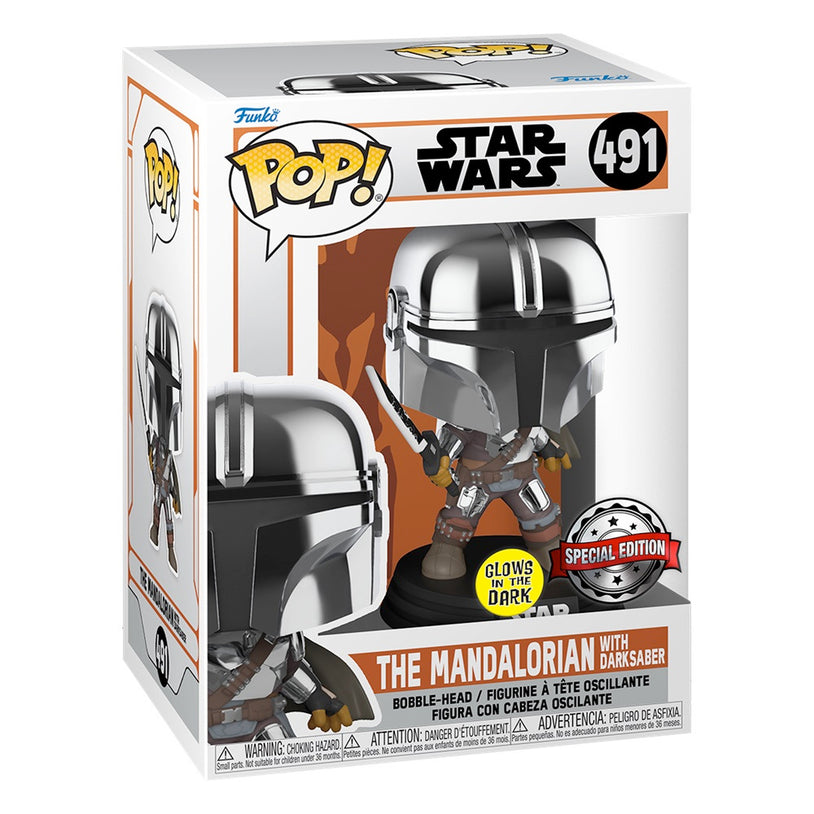 Funko Pop Star Wars: Mandalorian - Mandalorian whit Darksaber Glow SE