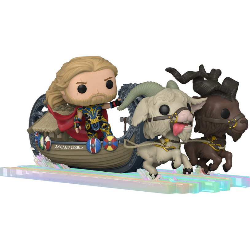 Funko Pop Ride Super Deluxe: Thor Love and Thunder - Thor y bote con cabras Toothgnasher y Toothgrinder